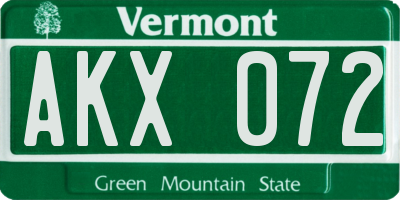 VT license plate AKX072