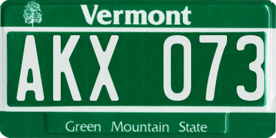 VT license plate AKX073