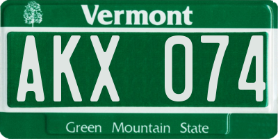 VT license plate AKX074