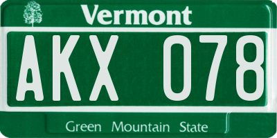 VT license plate AKX078
