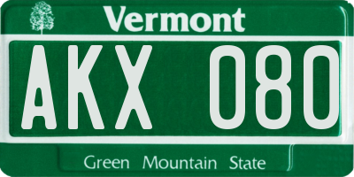 VT license plate AKX080