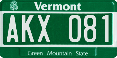 VT license plate AKX081