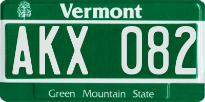 VT license plate AKX082