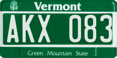VT license plate AKX083