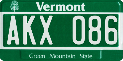 VT license plate AKX086