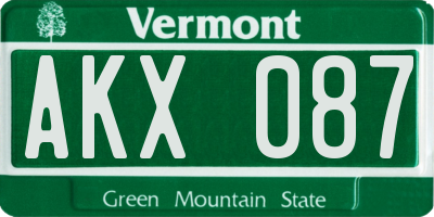 VT license plate AKX087
