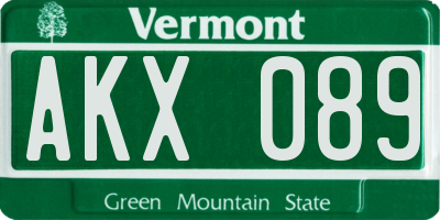 VT license plate AKX089