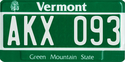 VT license plate AKX093
