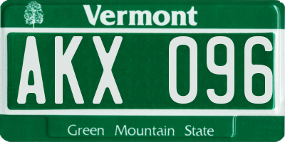 VT license plate AKX096