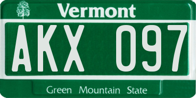 VT license plate AKX097