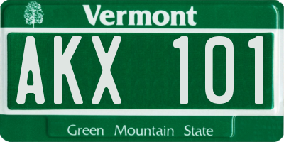 VT license plate AKX101