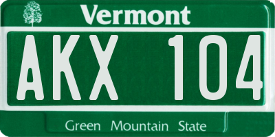 VT license plate AKX104