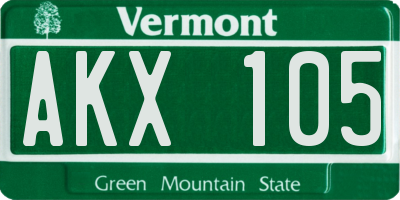 VT license plate AKX105