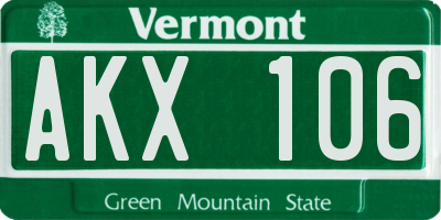 VT license plate AKX106