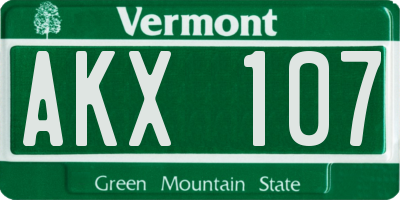 VT license plate AKX107