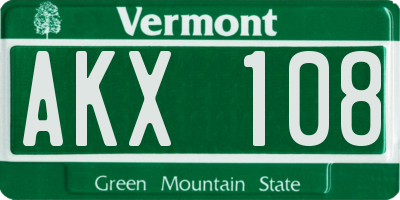 VT license plate AKX108
