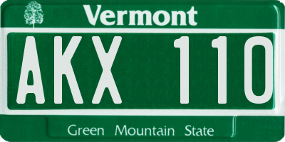 VT license plate AKX110