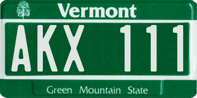 VT license plate AKX111