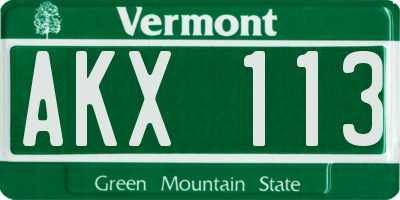 VT license plate AKX113