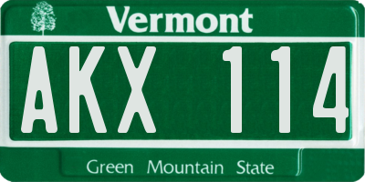 VT license plate AKX114