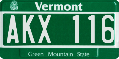 VT license plate AKX116