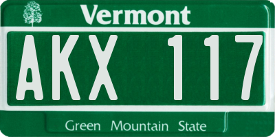 VT license plate AKX117