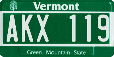 VT license plate AKX119