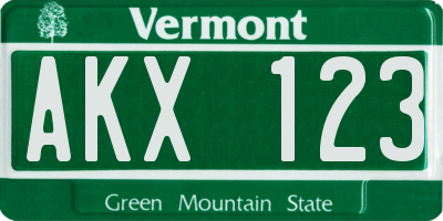 VT license plate AKX123