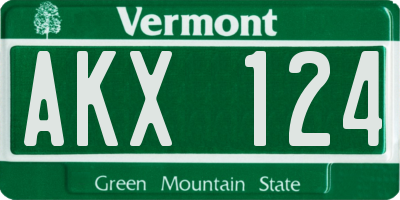 VT license plate AKX124