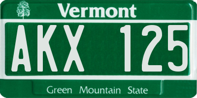 VT license plate AKX125