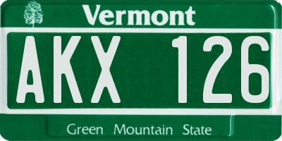 VT license plate AKX126