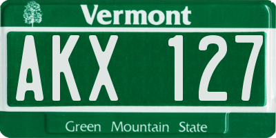 VT license plate AKX127