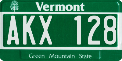 VT license plate AKX128