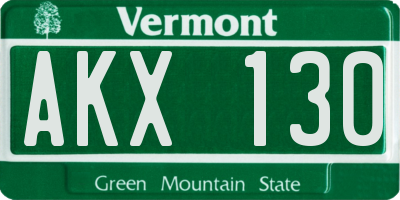 VT license plate AKX130