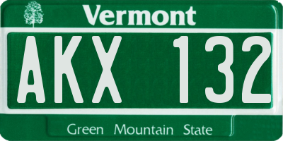 VT license plate AKX132