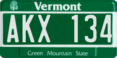 VT license plate AKX134