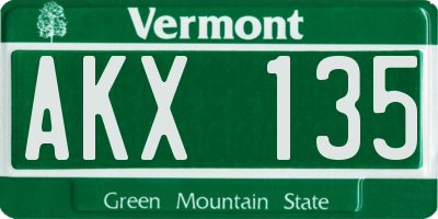 VT license plate AKX135