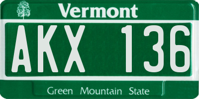 VT license plate AKX136
