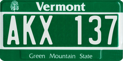 VT license plate AKX137