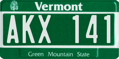 VT license plate AKX141
