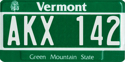 VT license plate AKX142