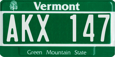 VT license plate AKX147