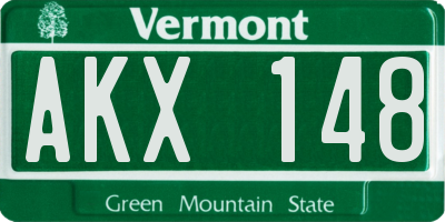 VT license plate AKX148
