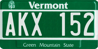 VT license plate AKX152