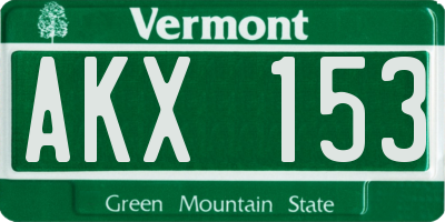 VT license plate AKX153