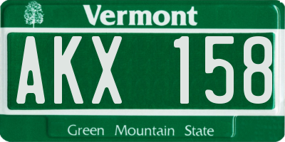 VT license plate AKX158
