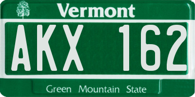 VT license plate AKX162