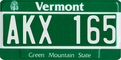 VT license plate AKX165