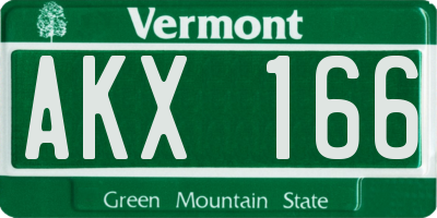 VT license plate AKX166