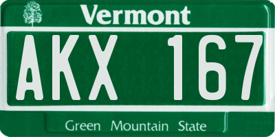 VT license plate AKX167